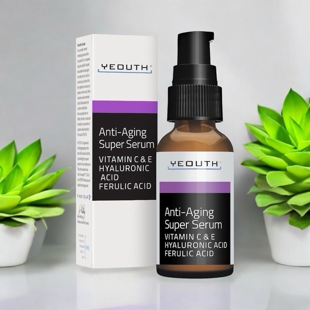 YEOUTH‎ Anti-Aging Super Serum Vitamin C & E, Hyaluronic Acid Skincare NEW
